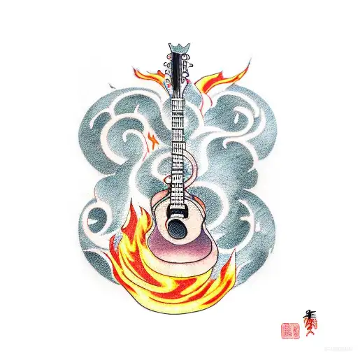 Guitar With Flames
