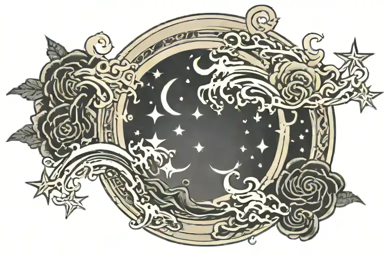 Stars Forming A Half Circle Band Tattoo Design