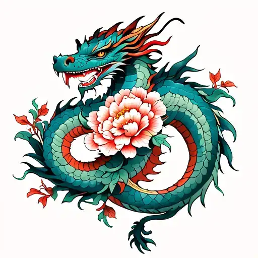 Dragon With Peonies