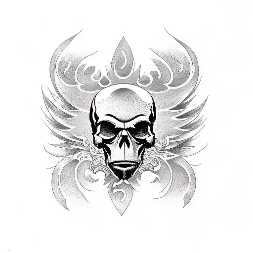 A Minimalist Tattoo Of A Heavy Metal Guitar With A Skull As The Body