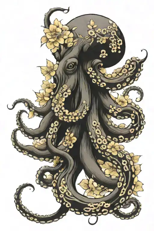 Octopus As A Flower Blooming