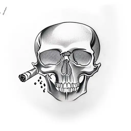 Skull Smoking A Cigarete