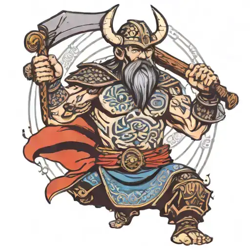 A Dead Viking Warrior With An Ax In His Hand