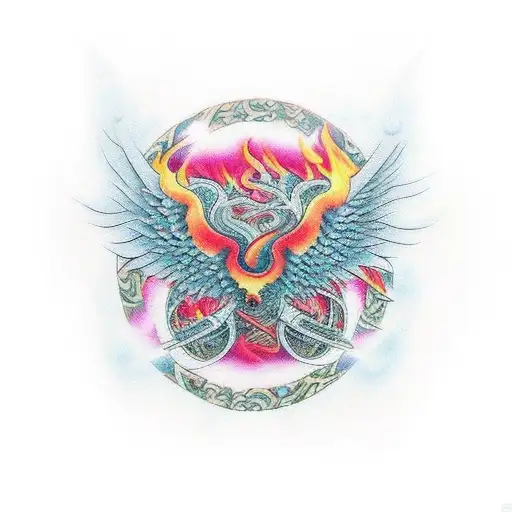 Symbole Fire Traingle With Pheonix