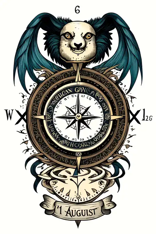 Zordiac Sign Cancer With Compass And Clock Surrounded With Date 11 August With Parents Presences