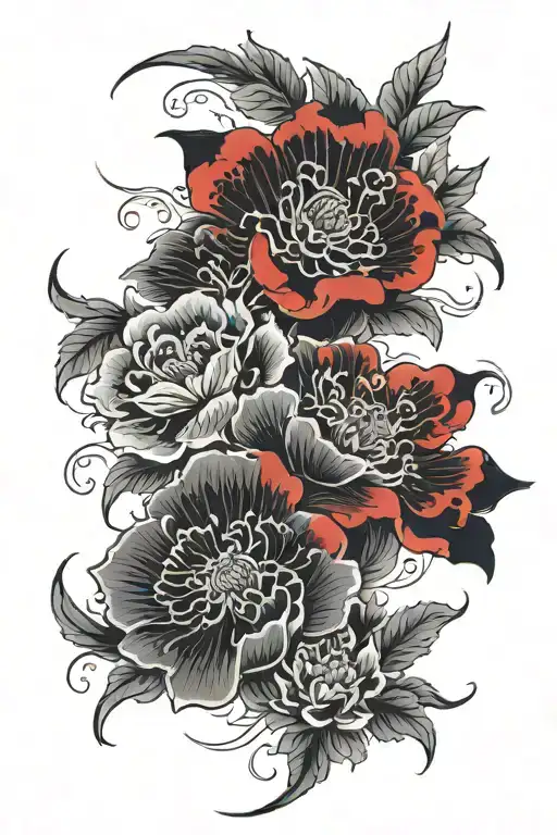 Black And Red Flowers