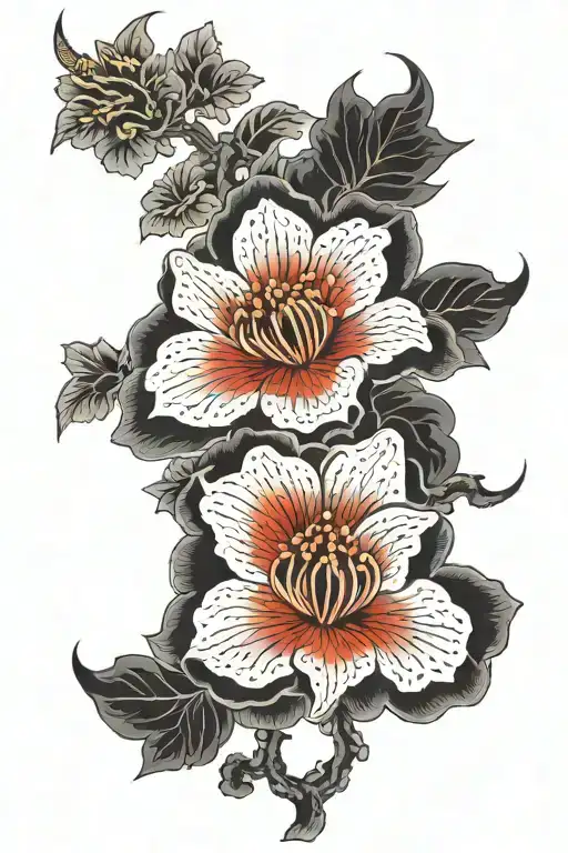 Black And Red Flowers