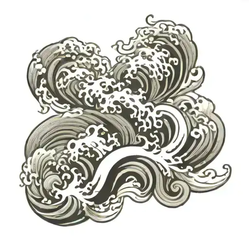 Flames And Waves As A Background Black And White