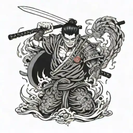 Guts Black Swordsman Waist-deep With A Grin