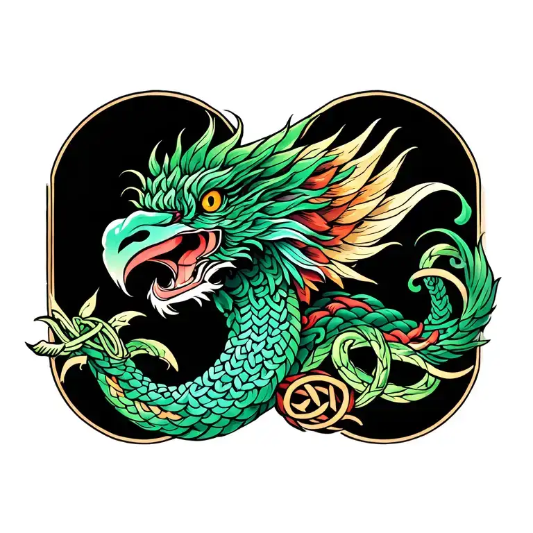 Quetzalcoatl With Celtic Knotwork Design Incorporating