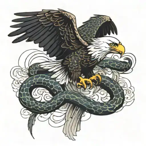 Eagle Catches A Snake
