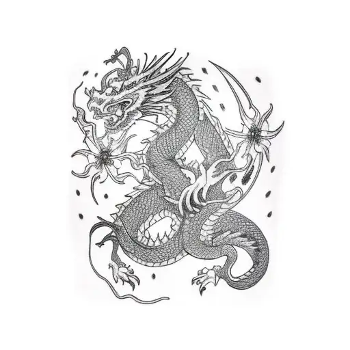 Dragon With Cherry Blossom