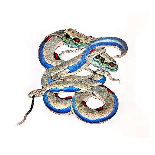 Two Headed Snake Wrapped Around A Cross