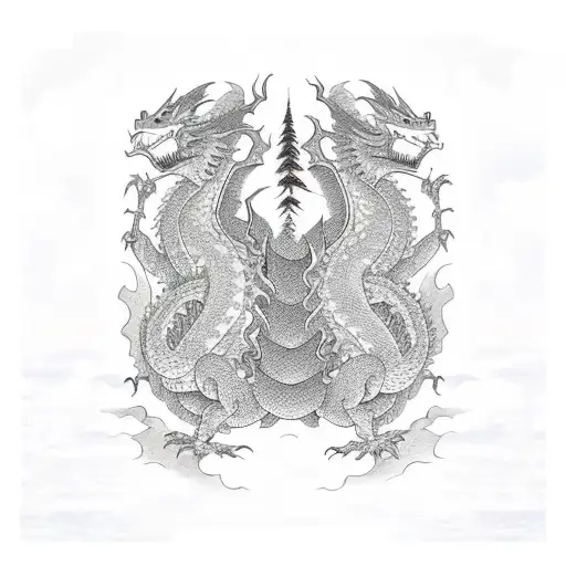 Full Body Dragon With Mountain In Background