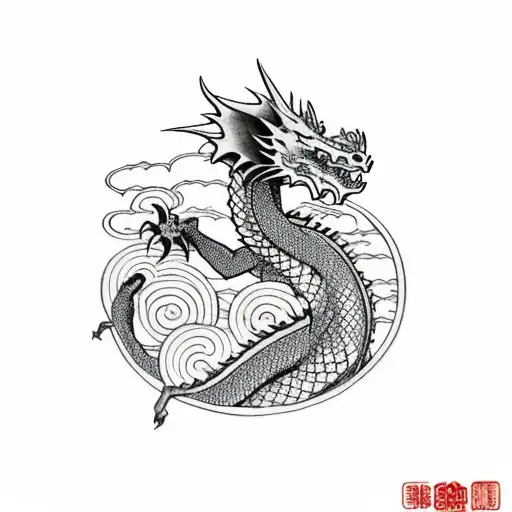 Full Body Dragon With Mountain In Background