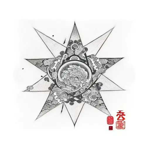 Black And Red Chinese Star