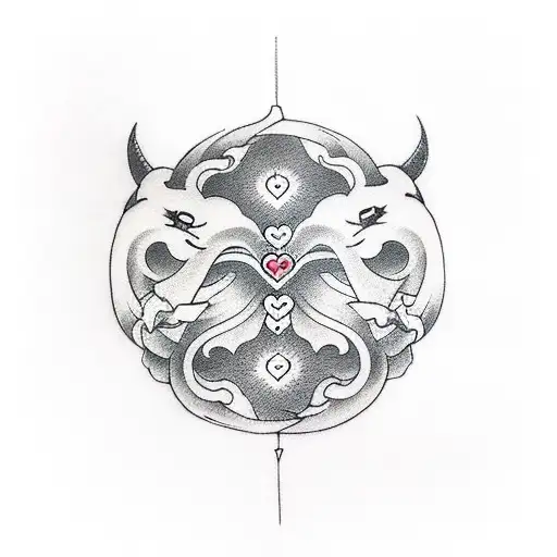 Male And Female Symbolism With A Heart Surrounding Them