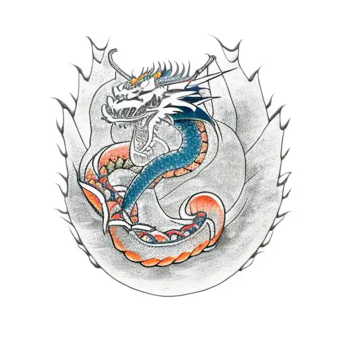 A Dragon Coiled Around A Motorcycle