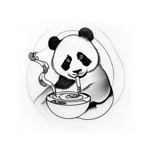 Real Panda Drinking Wine