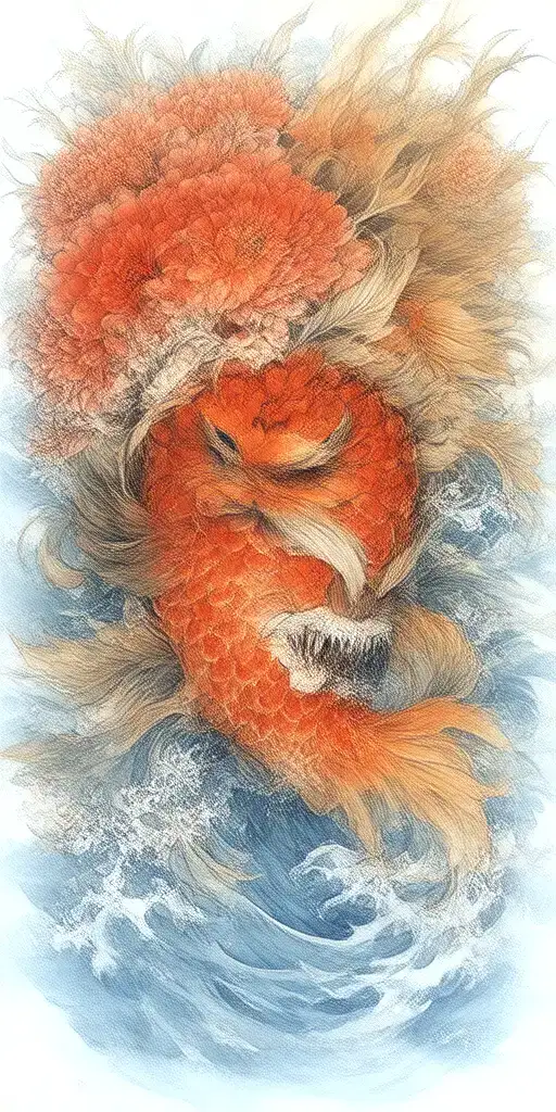 Flowers Oni Demon Mask Koi Fish Waves Skin Breaks Loose