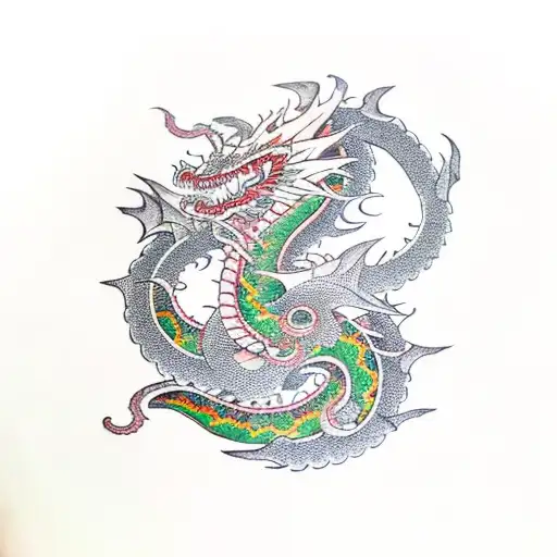 Simple Dragon With Cosmic Design