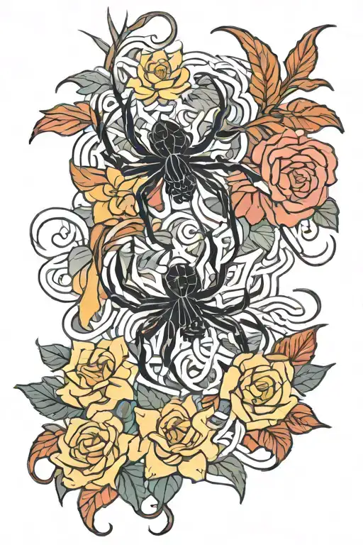 Spider Lily And Rose Intertwined