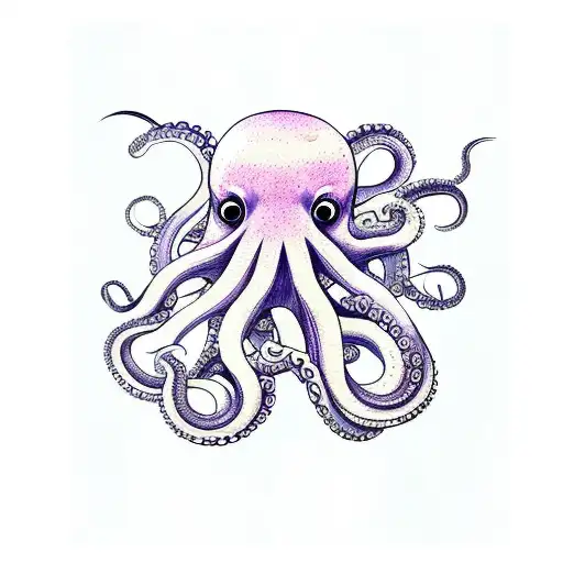 Octopus Tentacles Are Holding A Huge Anchor Tattoo Style Watercolour