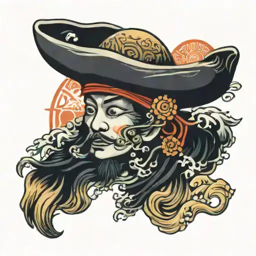 Sun With A Straw Hat And The Sea