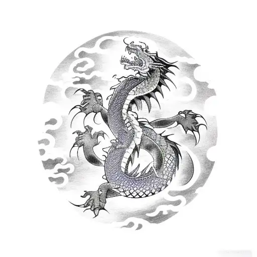 Dragon With Moon And Water