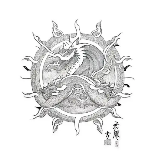 Dragon And A Sun Whole Upper Bofy
