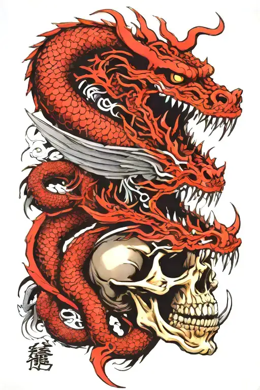 Dragon And Death Skull