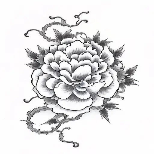 Peony Vine With A Dragon Chinese Symbols For Beauty Love And Grace
