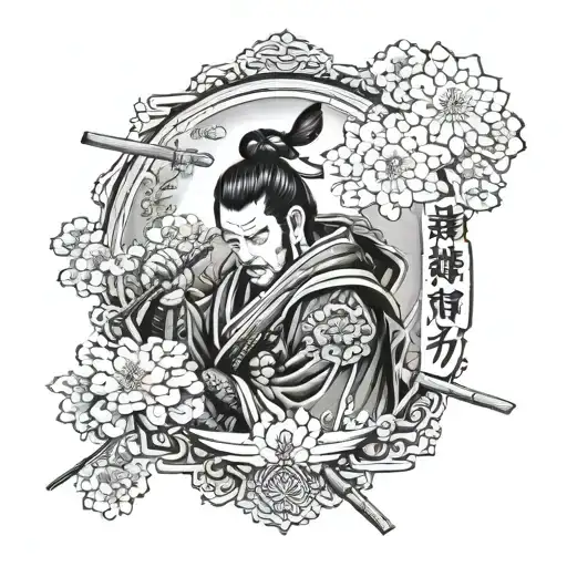 Samurai And A Japanese Text