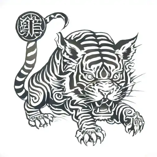 Traditional Tiger Hand Tattoo Design