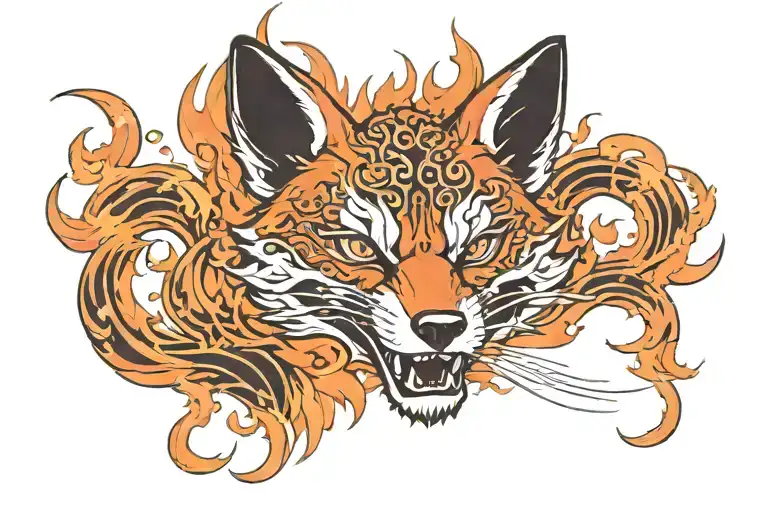 Angry Fox Surrounded By Flames