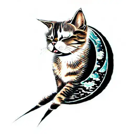 A Cat Sleeping On The Moon