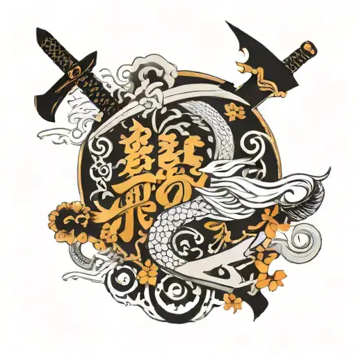 Japanese Alphabet And Sword