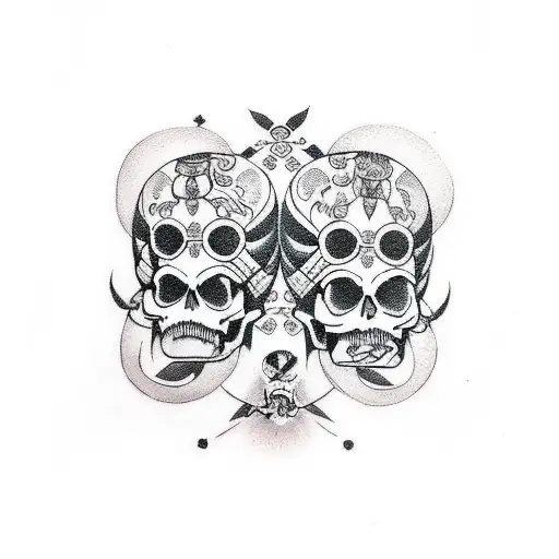 Gemini With Skull And Angel