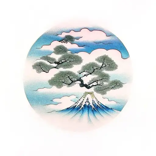 Japanese Clouds With Tree