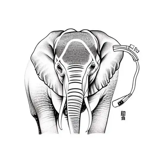 Elephant With Headphones