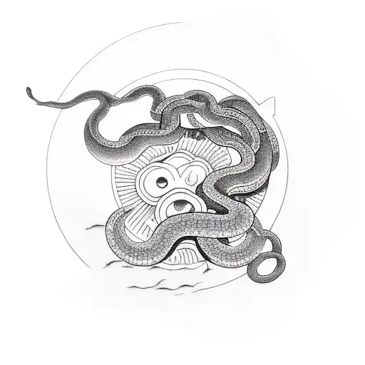 Snake On The Background Of The Sun