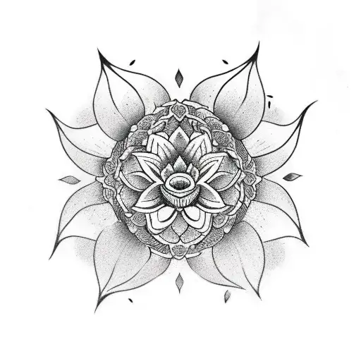 Coy Fish Circle With Lotus Flower