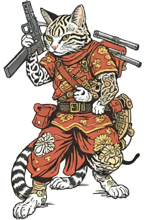 Soldier Cat Holding Rifle