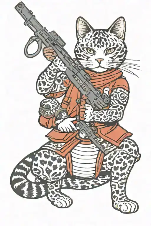 Soldier Cat Holding Rifle