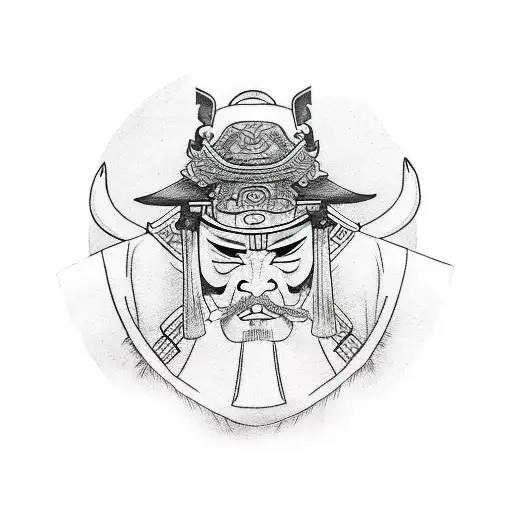 Samurai With Half Body In Profile