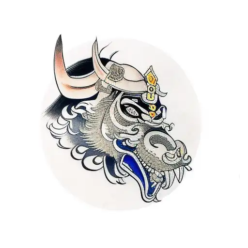 Samurai With Half Body In Profile