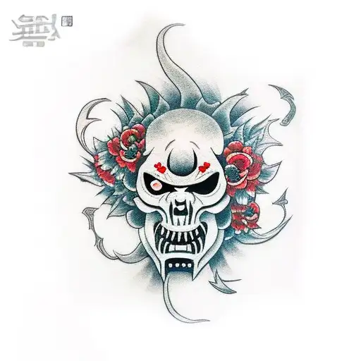 Demon Mask With Flower