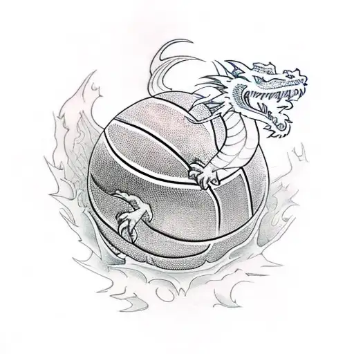 A Dragon Playing Basketball