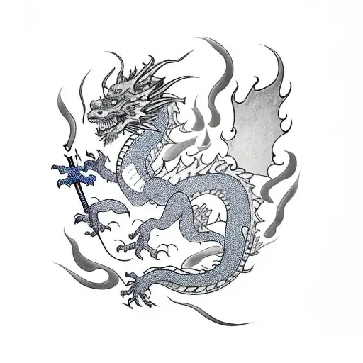 Full Color New Year's Dragon That Fades Away As You Get Closer To The Tail