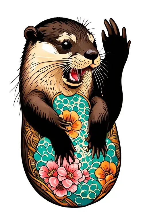 Sea Otter With Body Suit Tattoo Design